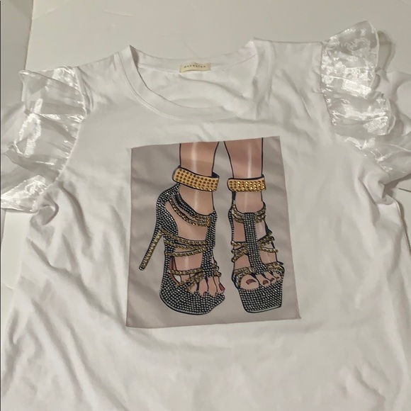 Shoe Diva Sparkly Glam Tee w Rhinestones [TO-76] - Picture 5 of 8